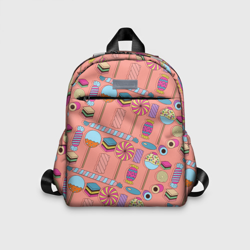 Детский рюкзак 3D с принтом Сладкие конфетки, вид спереди #2