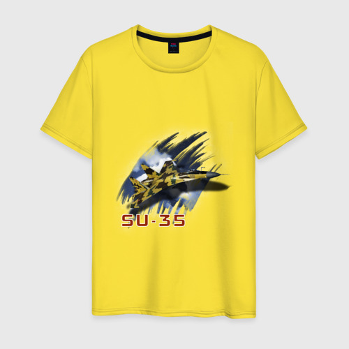 Мужская футболка хлопок Су35, цвет желтый
