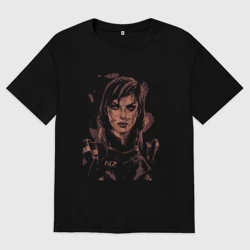 Женская футболка хлопок Oversize Commander Shepard