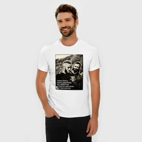 Мужская футболка хлопок Slim Братья, цвет белый - фото 3