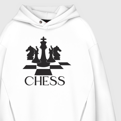 Мужское худи Oversize хлопок Chess play, цвет белый - фото 4
