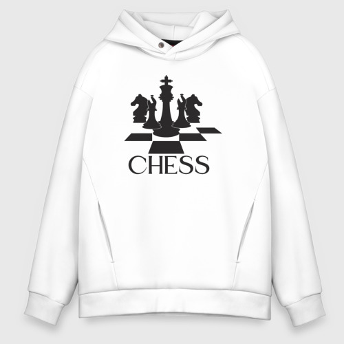 Мужское худи Oversize хлопок Chess play, цвет белый