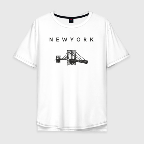 Мужская футболка хлопок Oversize с принтом Бруклинский мост, вид спереди #2