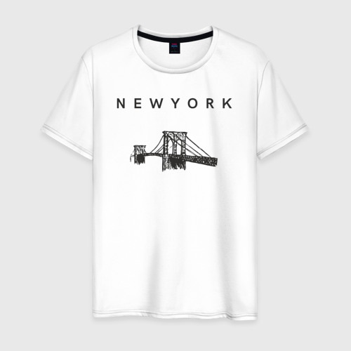 Мужская футболка хлопок Бруклинский мост, цвет белый