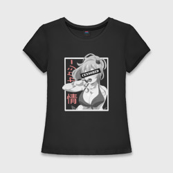 Женская футболка хлопок Slim Девушка аниме и чупа-чупс