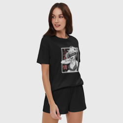 Женская пижама с шортиками хлопок Девушка аниме и чупа-чупс - фото 2