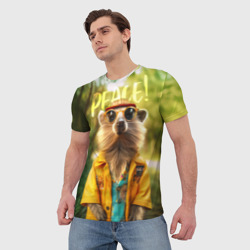 Мужская футболка 3D  Peace - хиппи квокка короткохвостый кенгуру - фото 2