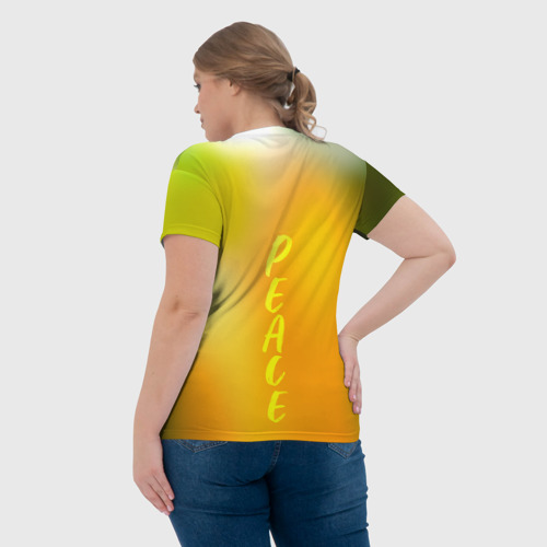 Женская футболка 3D с принтом Peace - хиппи квокка короткохвостый кенгуру, вид сзади #2