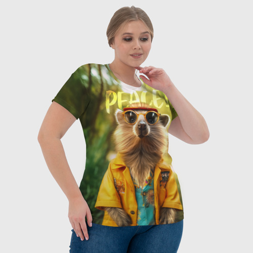 Женская футболка 3D с принтом Peace - хиппи квокка короткохвостый кенгуру, фото #4