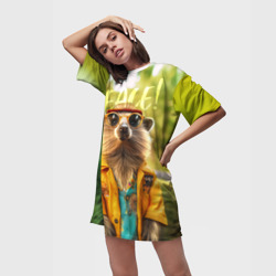 Платье-футболка 3D  Peace - хиппи квокка короткохвостый кенгуру - фото 2