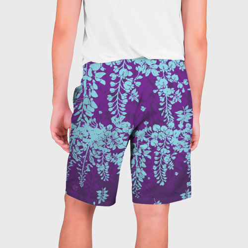 Мужские шорты 3D с принтом Blue flowers, вид сзади #1