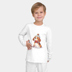 Пижама с принтом Лучший друг — бигль для ребенка, вид на модели спереди №2. Цвет основы: белый