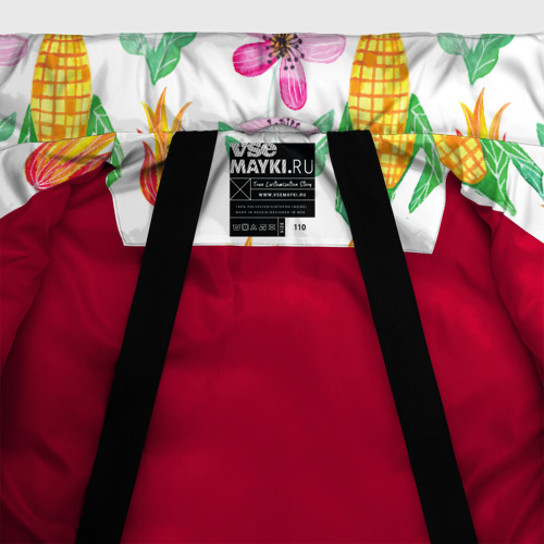 Зимняя куртка для девочек 3D с принтом Кукуруза и цветочки, фото #5