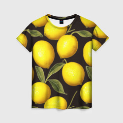 Женская футболка 3D Желтые лимоны: паттерн