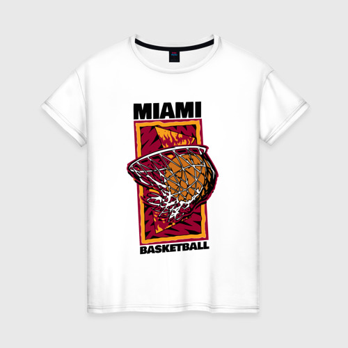 Женская футболка хлопок с принтом Miami Heat shot, вид спереди #2