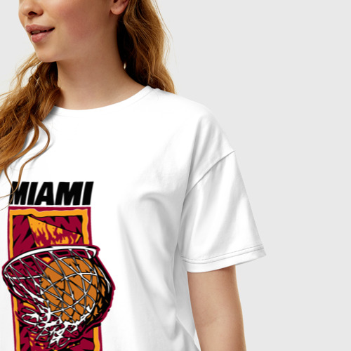 Женская футболка хлопок Oversize Miami Heat shot, цвет белый - фото 3