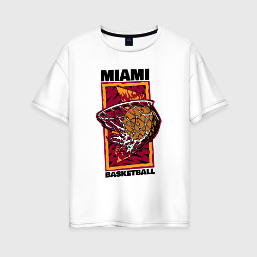 Женская футболка хлопок Oversize Miami Heat shot, цвет белый