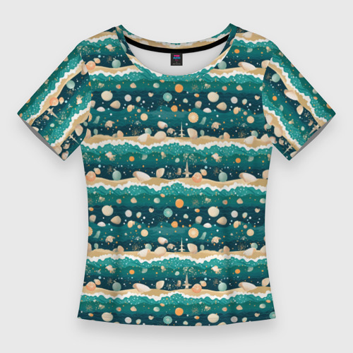 Женская футболка 3D Slim Море и ракушки, цвет 3D печать