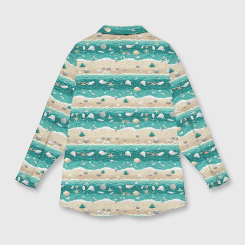 Женская рубашка oversize 3D Ракушки и море, цвет белый - фото 2