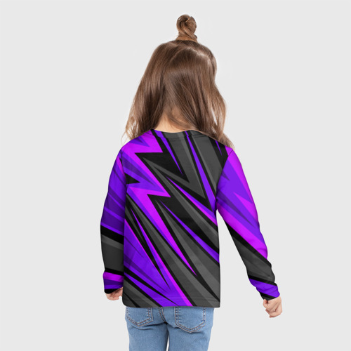 Детский лонгслив 3D с принтом Спорт униформа - пурпурный, вид сзади #2