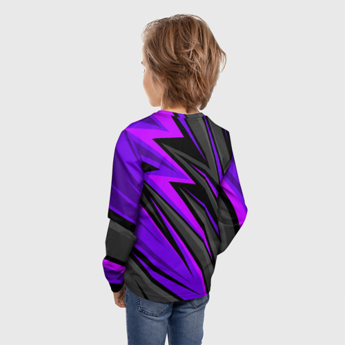 Детский лонгслив 3D с принтом Спорт униформа - пурпурный, вид сзади #2