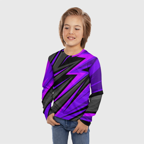 Детский лонгслив 3D с принтом Спорт униформа - пурпурный, фото на моделе #1