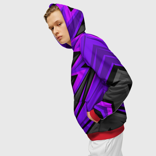 Мужская толстовка 3D на молнии с принтом Спорт униформа - пурпурный, вид сбоку #3