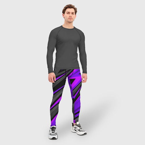 Мужские тайтсы 3D с принтом Спорт униформа - пурпурный, вид сбоку #3