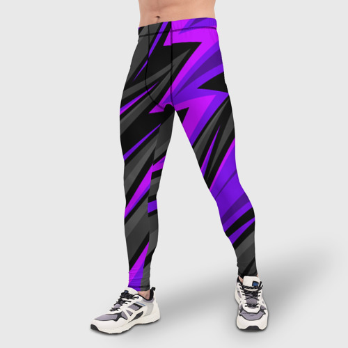 Мужские тайтсы 3D с принтом Спорт униформа - пурпурный, фото на моделе #1