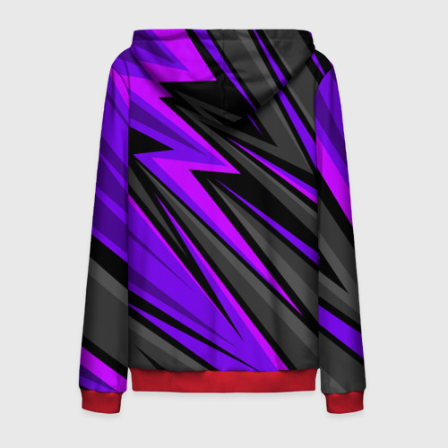 Мужская толстовка 3D на молнии с принтом Спорт униформа - пурпурный, вид сзади #1