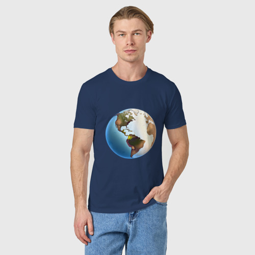 Мужская футболка хлопок с принтом Глобус мира, фото на моделе #1