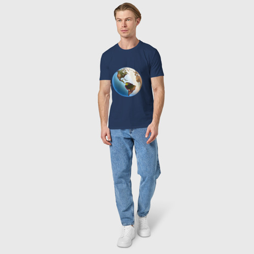 Мужская футболка хлопок с принтом Глобус мира, вид сбоку #3
