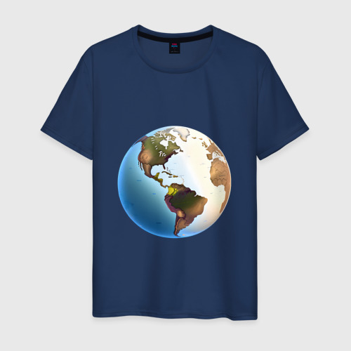 Мужская футболка хлопок с принтом Глобус мира, вид спереди #2