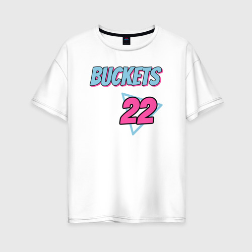 Женская футболка хлопок Oversize Buckets 22, цвет белый