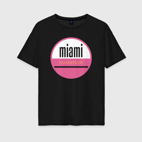 Женская футболка хлопок Oversize Miaimi basketball, цвет черный