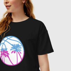 Женская футболка хлопок Oversize Miami beach - фото 2