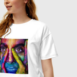 Женская футболка хлопок Oversize Девушка в краске - фото 2