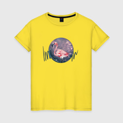 Розовая птица – Женская футболка хлопок с принтом купить со скидкой в -20%