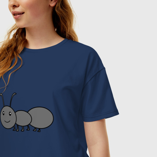 Женская футболка хлопок Oversize с принтом Серый муравей на шести лапках, фото на моделе #1