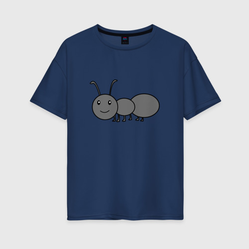Женская футболка хлопок Oversize с принтом Серый муравей на шести лапках, вид спереди #2