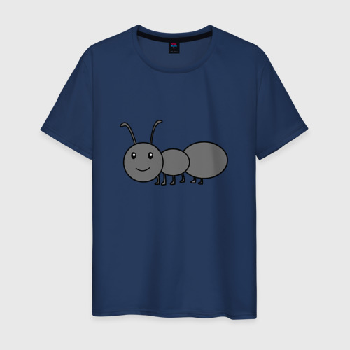 Мужская футболка хлопок Серый муравей на шести лапках, цвет темно-синий