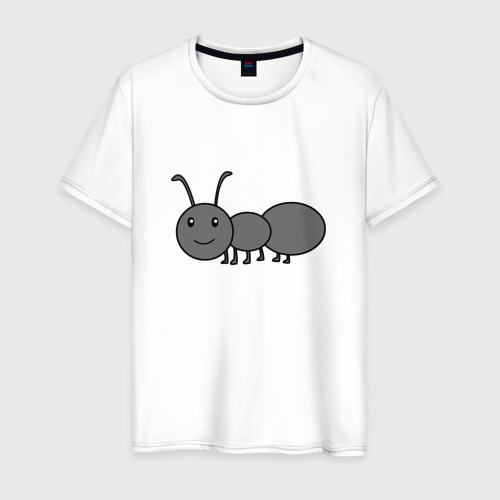 Мужская футболка из хлопка с принтом Серый муравей на шести лапках, вид спереди №1
