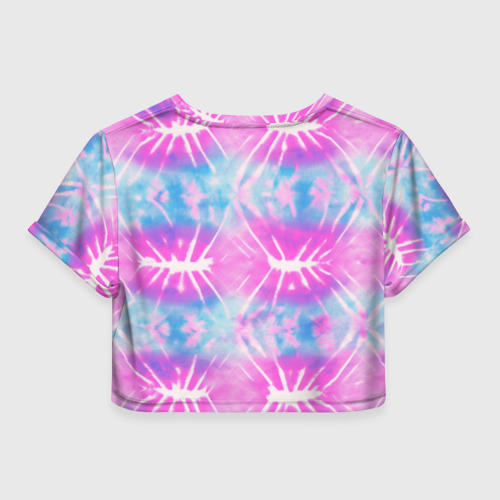Женская футболка Crop-top 3D Голубо-розовый узор тай-дай, цвет 3D печать - фото 2