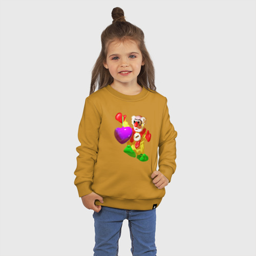 Детский свитшот хлопок с принтом Клоун и сердце, фото на моделе #1