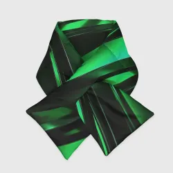 Шарф-пуховик 3D Зеленая неоновая абстракция