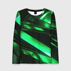 Женский лонгслив 3D Зеленая неоновая абстракция