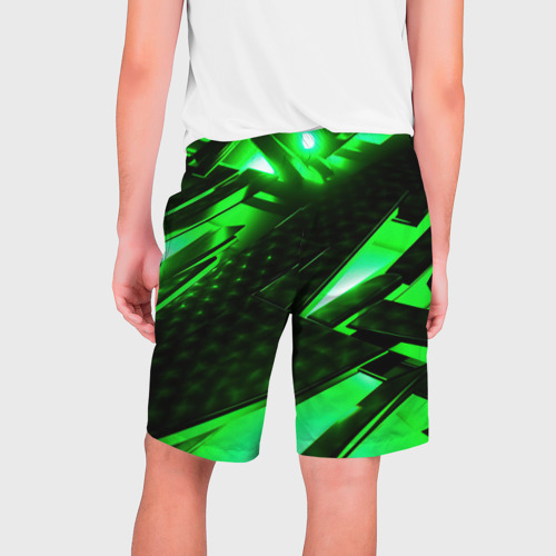 Мужские шорты 3D с принтом Яркий зеленый неон, вид сзади #1