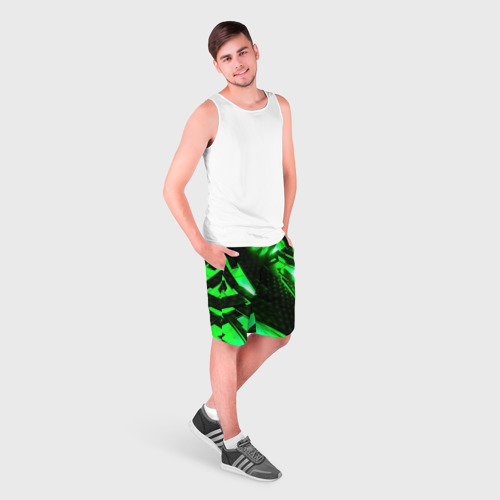 Мужские шорты 3D с принтом Яркий зеленый неон, фото на моделе #1