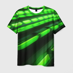 Мужская футболка 3D Green neon abstract