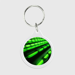 Брелок круглый Green neon abstract